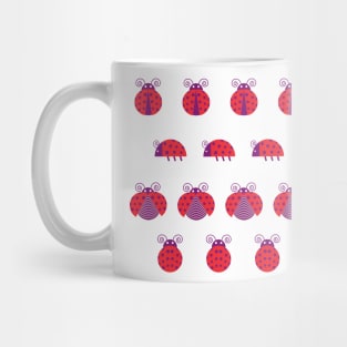 Red ladybugs over light yellow background Mug